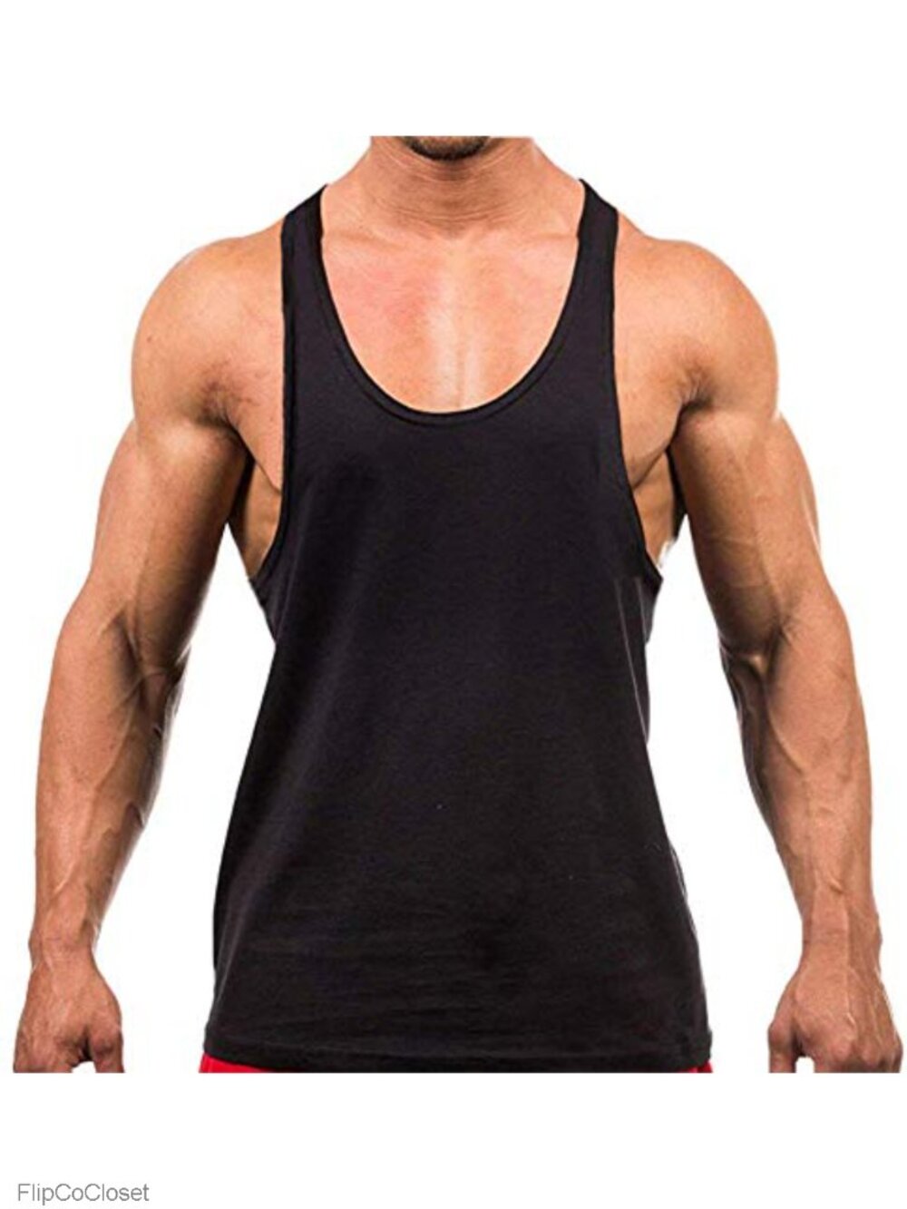 Men's Y-Back Cotton Tank Top Gym Workout Muscle Tee Fitness Vest